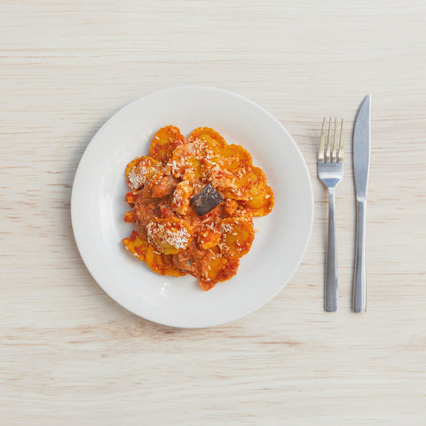 NC126 Pumpkin Ravioli, Creamy Tomato & Vegetable Sauce